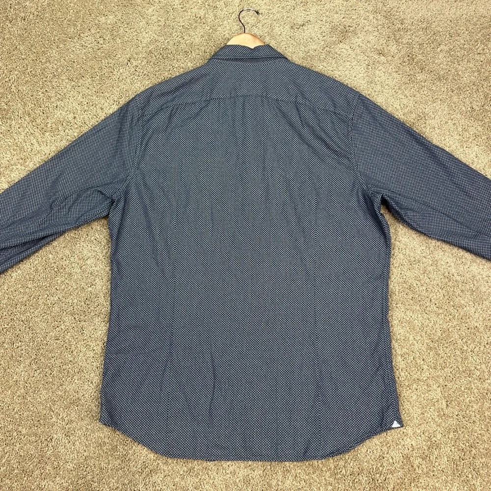 Banana Republic Button Down Shirt Mens XL Navy Geometric Grant Slim‎ Fit EUC